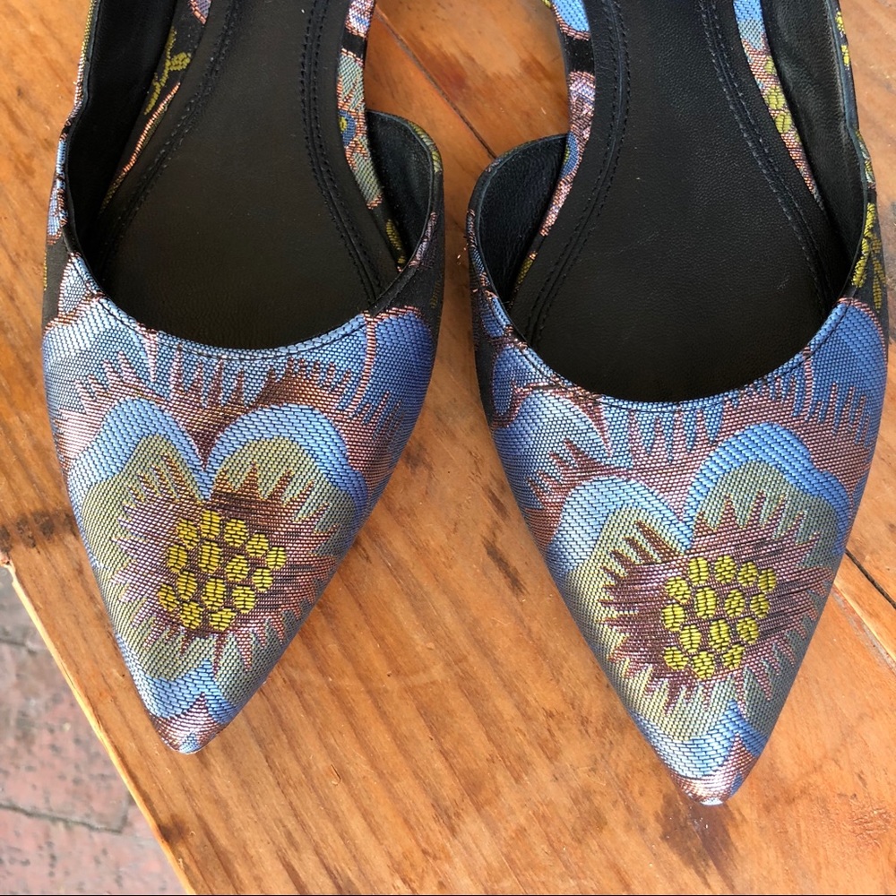 Marc Fisher Floral Metallic Flats